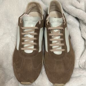 Men Salvatore Ferragamo 11 Brown Suede and Blue Leather Sneakers Used but Great!